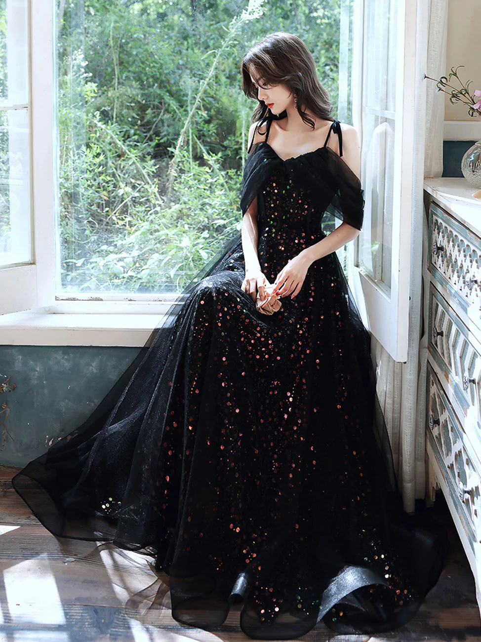 Black A-line Long Prom Dresses, Black Formal Graduation Party Dress on  Luulla