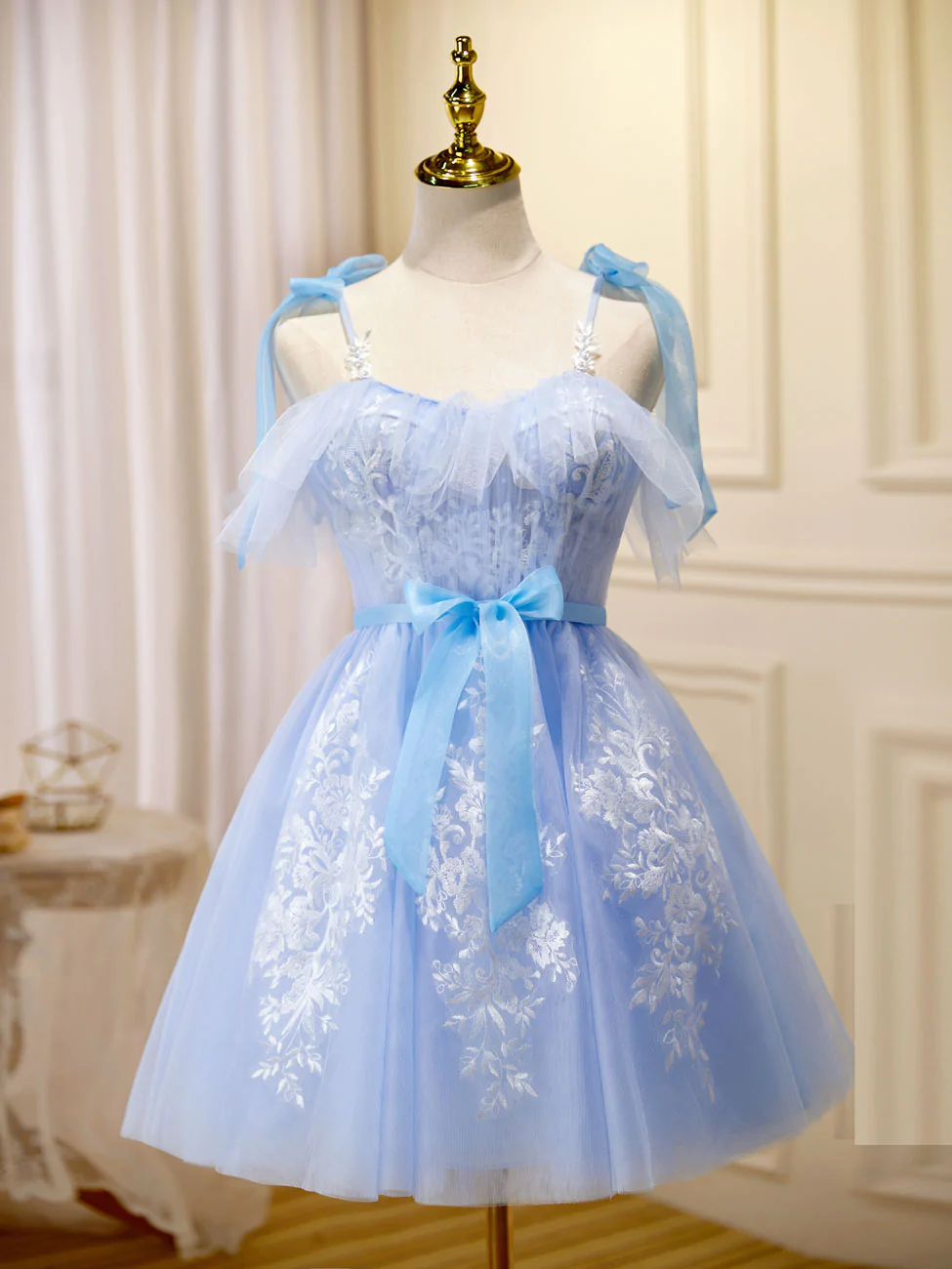 Blue short shop puffy dress