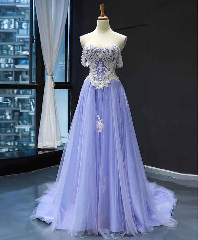 Purple Tulle Lace Long Prom Dress Purple Lace Formal Dress on Luulla