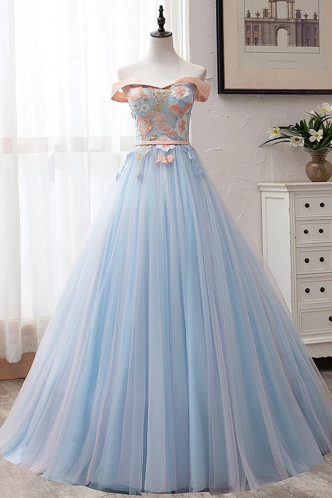 Pale blue and pink hot sale dress