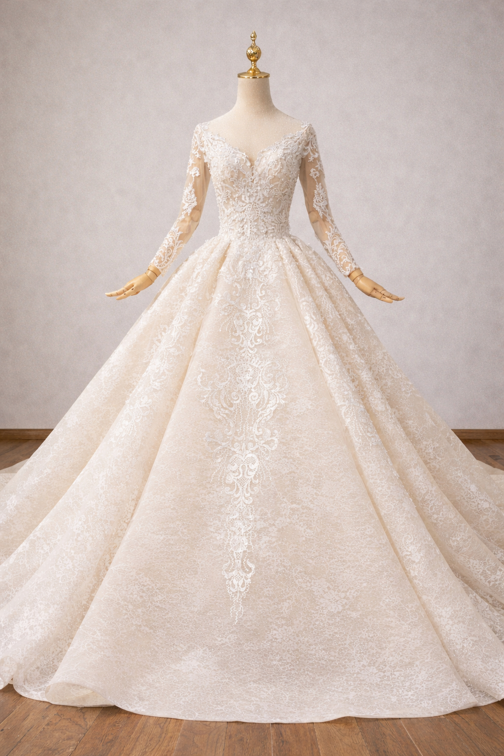 white christmas dresses Long Detachable Sleeves Wedding Dress main image 0