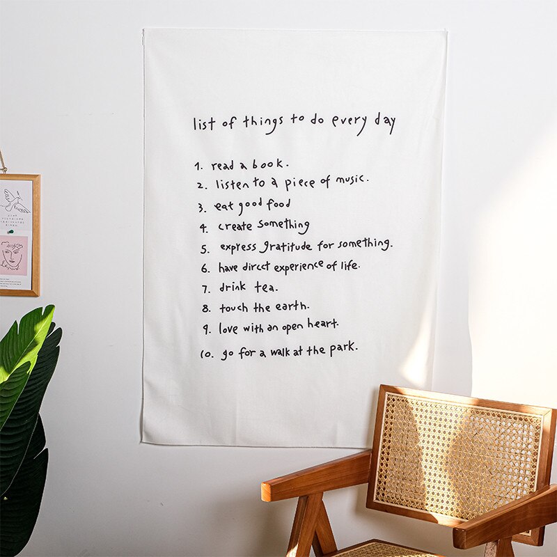 Daily List English Background Cloth Handwritten Hanging Cloth Korean Letters Tapestry