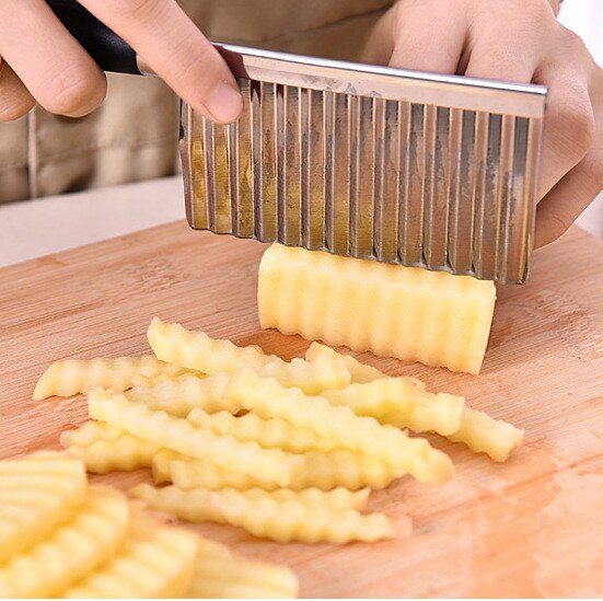 Potato Cutter Corrugated Utility Fruit And Vegetable Cutting Knife Stainless Slicer