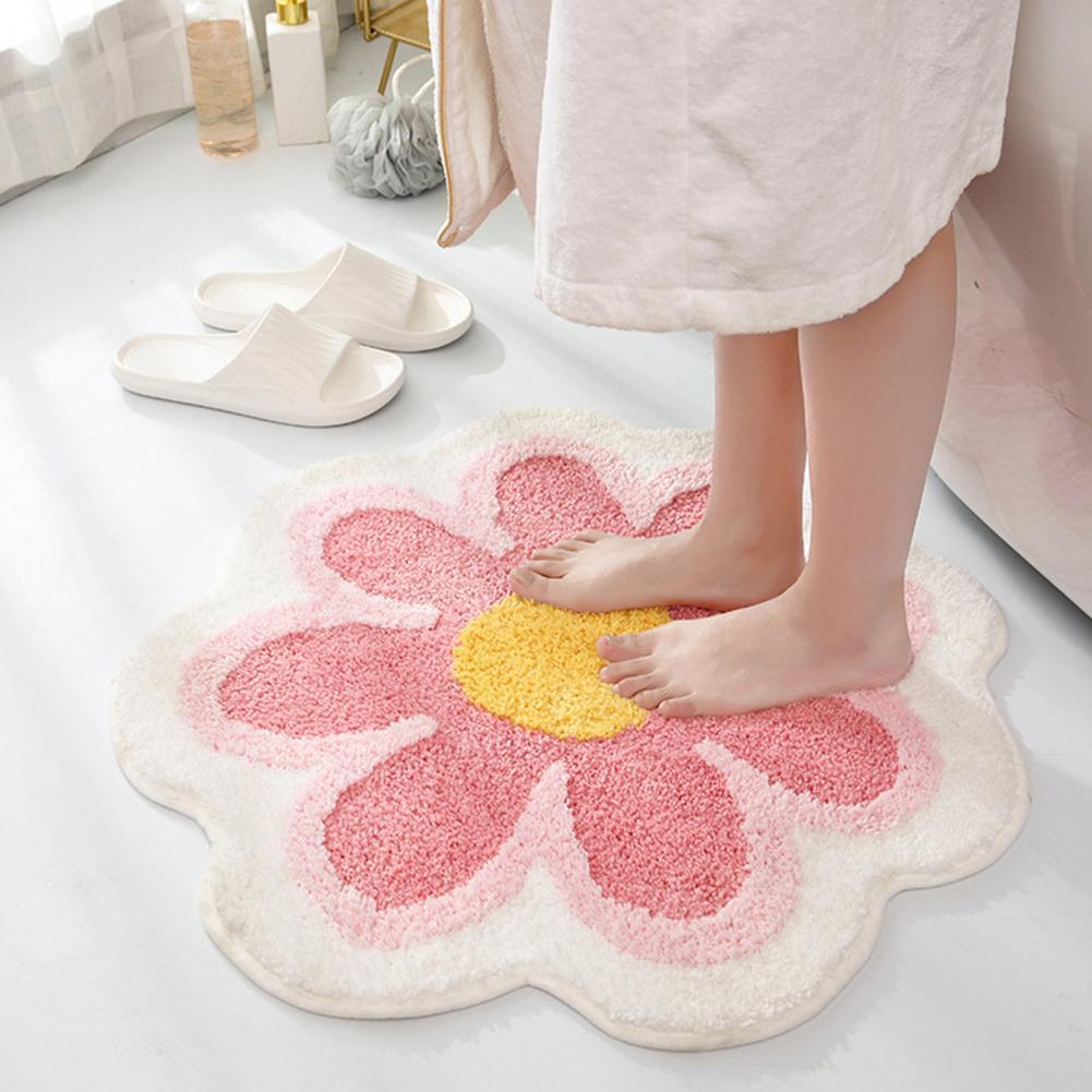 Floor Mat Practical Bright Color Cute Short Tufted Bathroom Mat