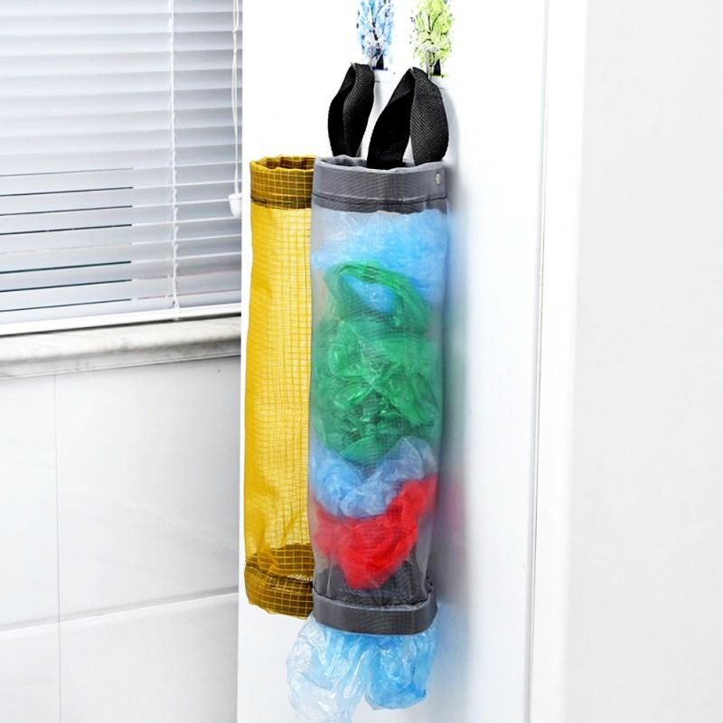 Grocery Bag Holder Wall Mount Plastic Bag Holder Dispenser Hanging Storage Trash Garbage Bag