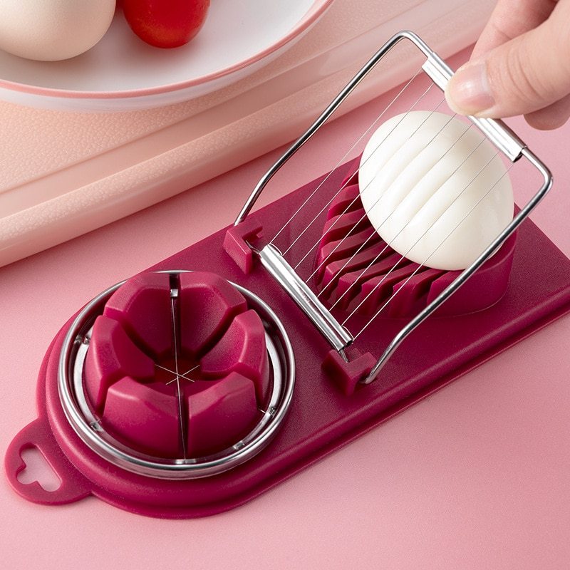 2 In 1 Multifunctional Upgrade Egg Cutter Sectioner Cutter Mold Flower-shape Luncheon Meat Cutter