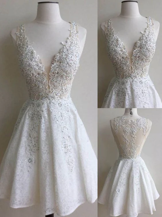 Ivory Lace Homecoming Dress,short Prom Dress, Special Ocassion Dress