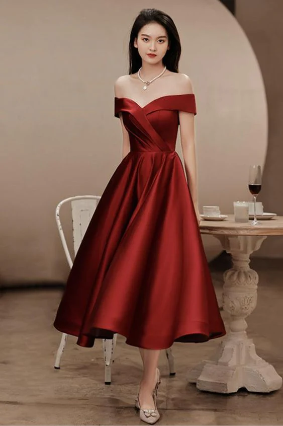 Red t length dresses on sale