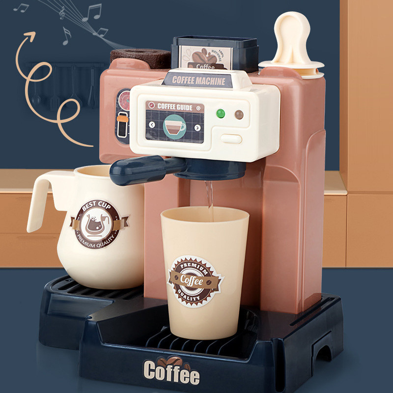 Kids Coffee Machine Toy Set Kitchen Toys Simulation Food Bread Coffee Cake