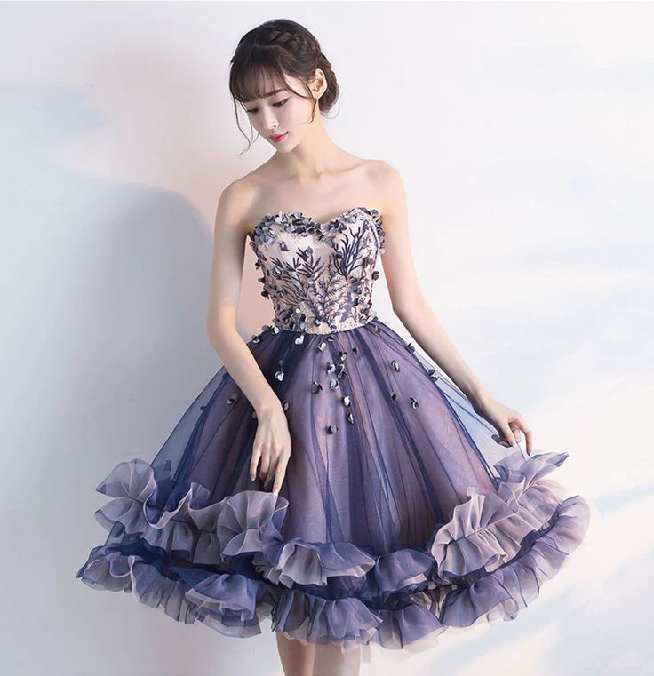 Purple Tulle Short Party Dress, Cute A-Line Off Shoulder Prom Dress US 16 / Custom Color