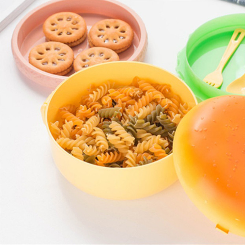 Cute Pupils Round Rectangular Bowl Tableware Creative Hamburger Lunch Box