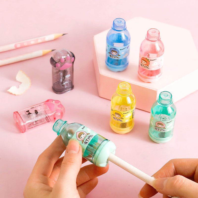 1 Pc School Office Supplies Cute Kawaii Pudding Girl Bottle Pencil Sharpener