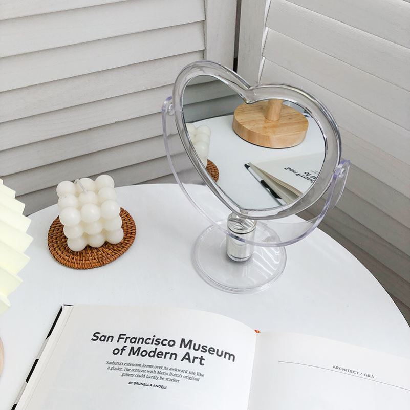 Acrylic Heart Small Decorative Mirror Make-up Standing Desktop Mirror