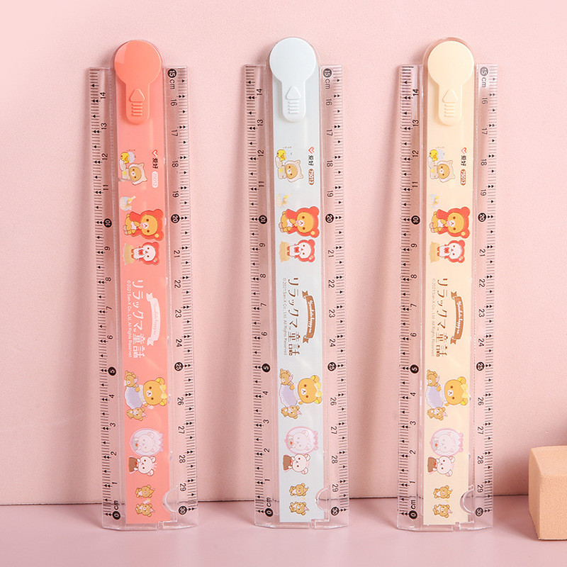 3 Pcs/pack Kawaii Rilakkuma Bear Plastic Folding 30cm Straight Ruler Cute Stationery Measuring Tool