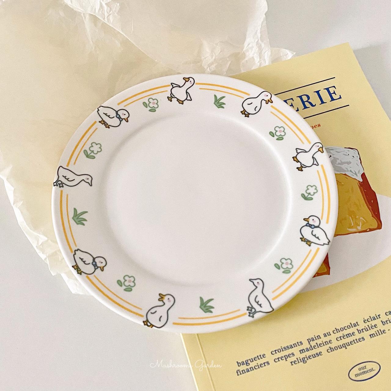 Korean Style Cute Girl Heart Milk Yellow Duck Ceramic Breakfast Plate