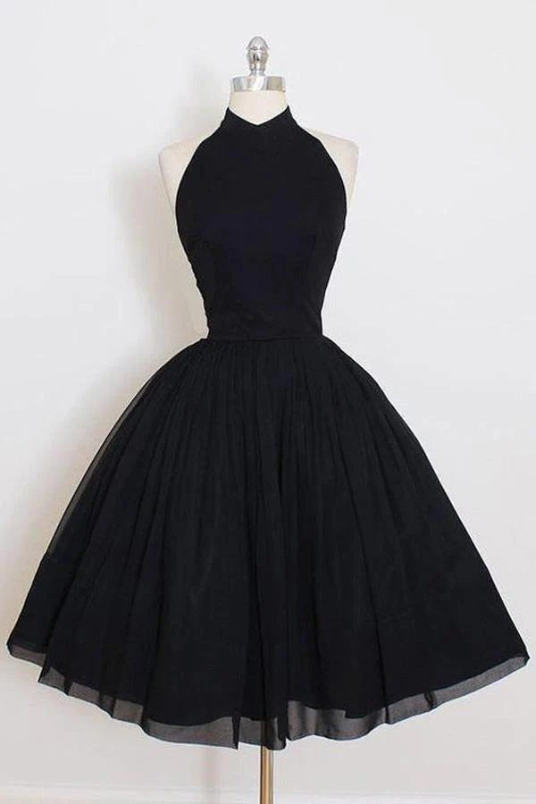 Black Halter Simple Short Homecoming/party Dresses