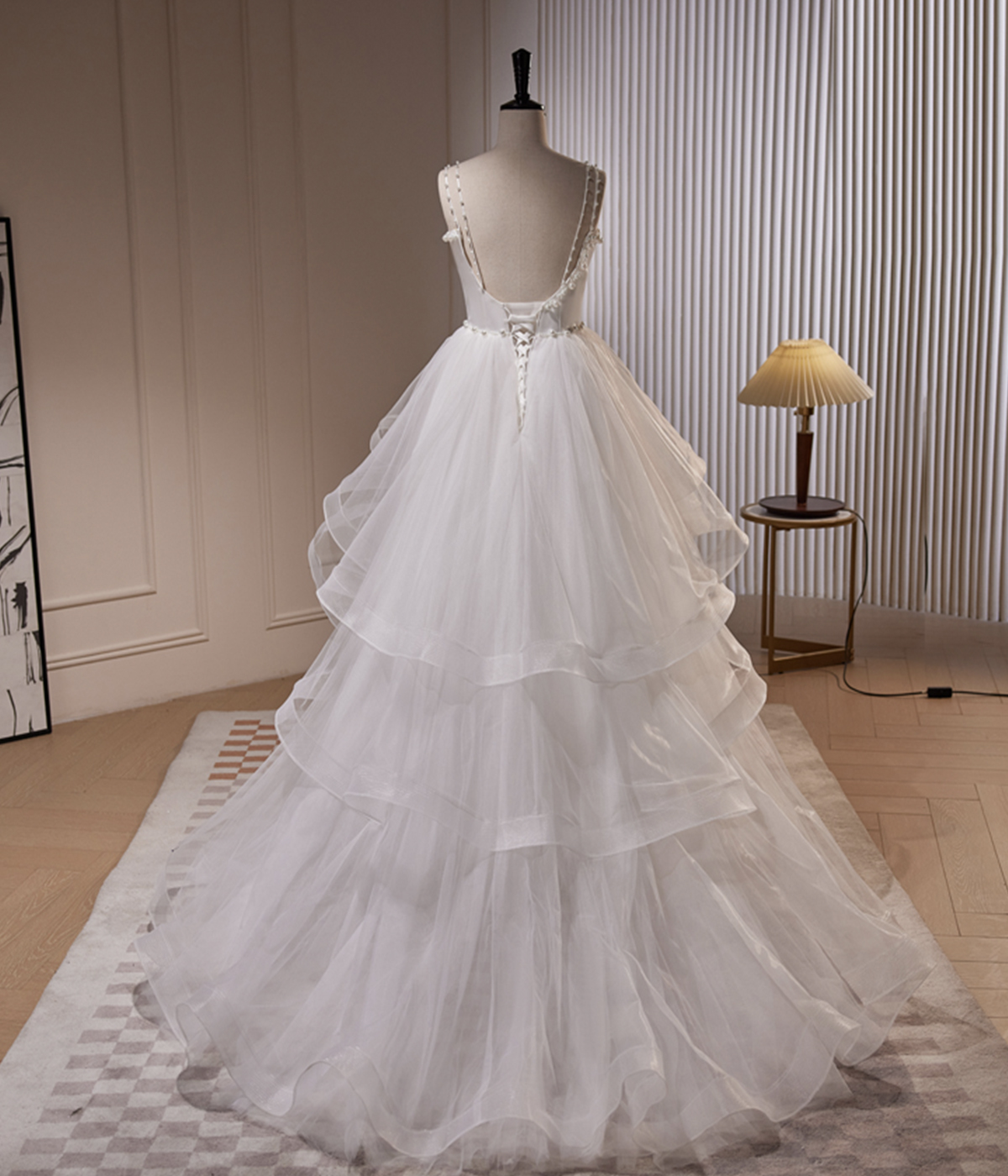 White Tulle Prom Dresses, A-Line Tulle Party Evening Dresses