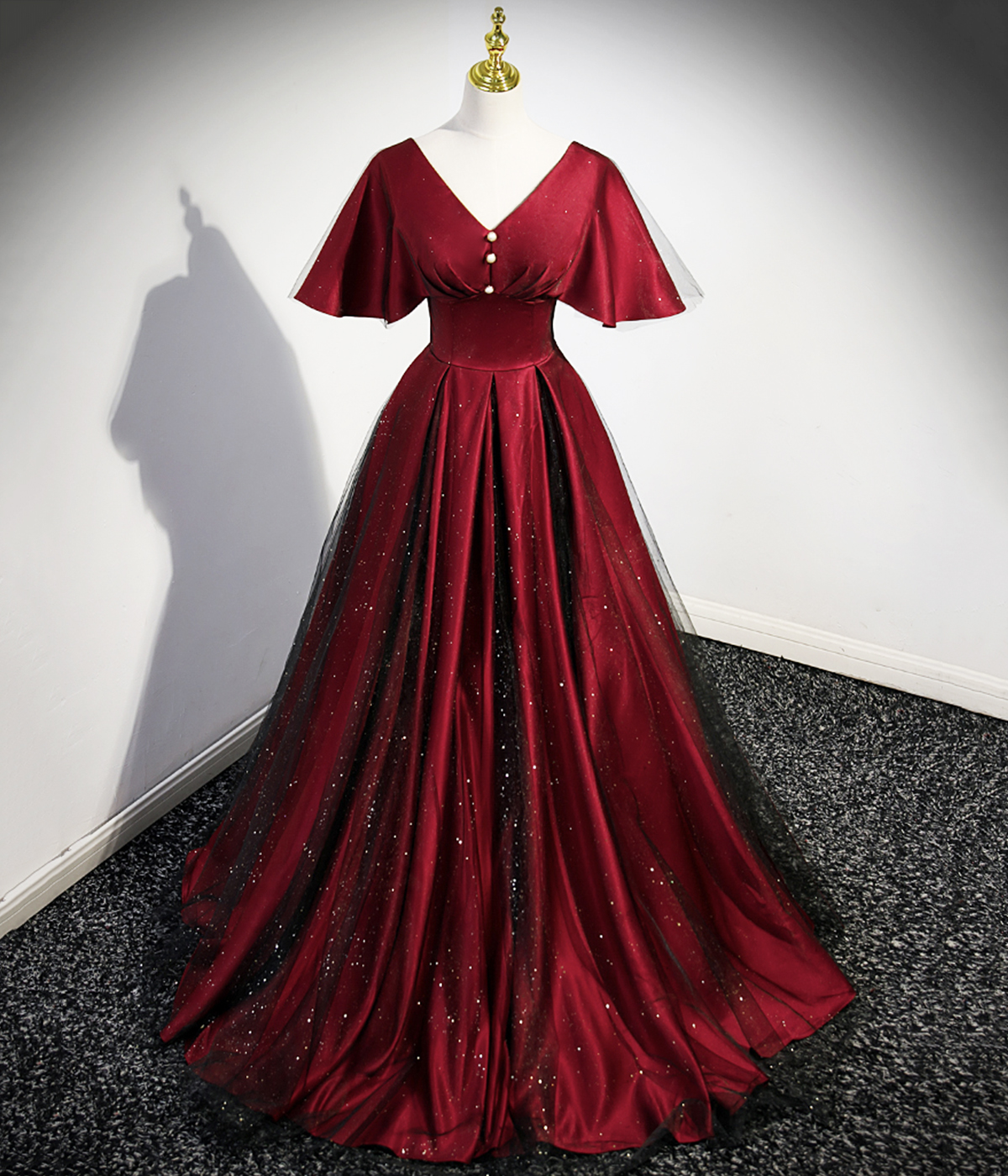 burgundy petite maxi dress Burgundy Beaded Formal Dresses V-Neck A-Line Prom Dress 21624 – vigocouture