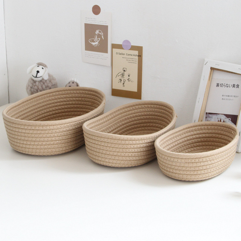 Woven Nordic Cotton Rope Storage Baskets Organize Boxs Desktop Sundries Organize Basket Sundries Key Cosmetics Storage