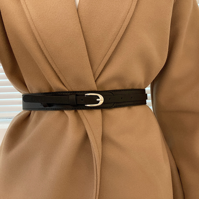 Thin Knot Belts For Women Lady Soft Pu Leather Belt Black Coffee Straps Wild Long Dress Coat Accessories Lady Waistband