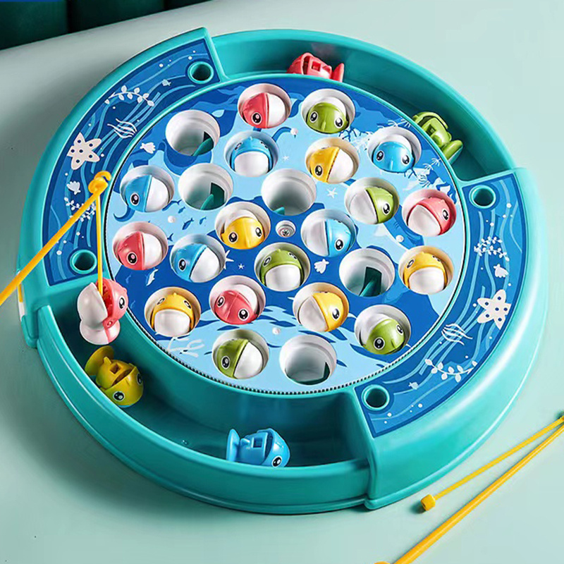 Kids Electric Musical Rotating Fishing Toy Magnetic Fishing Game Simulation Fishing Experience Boy Girl Toy Game Gift For Kids