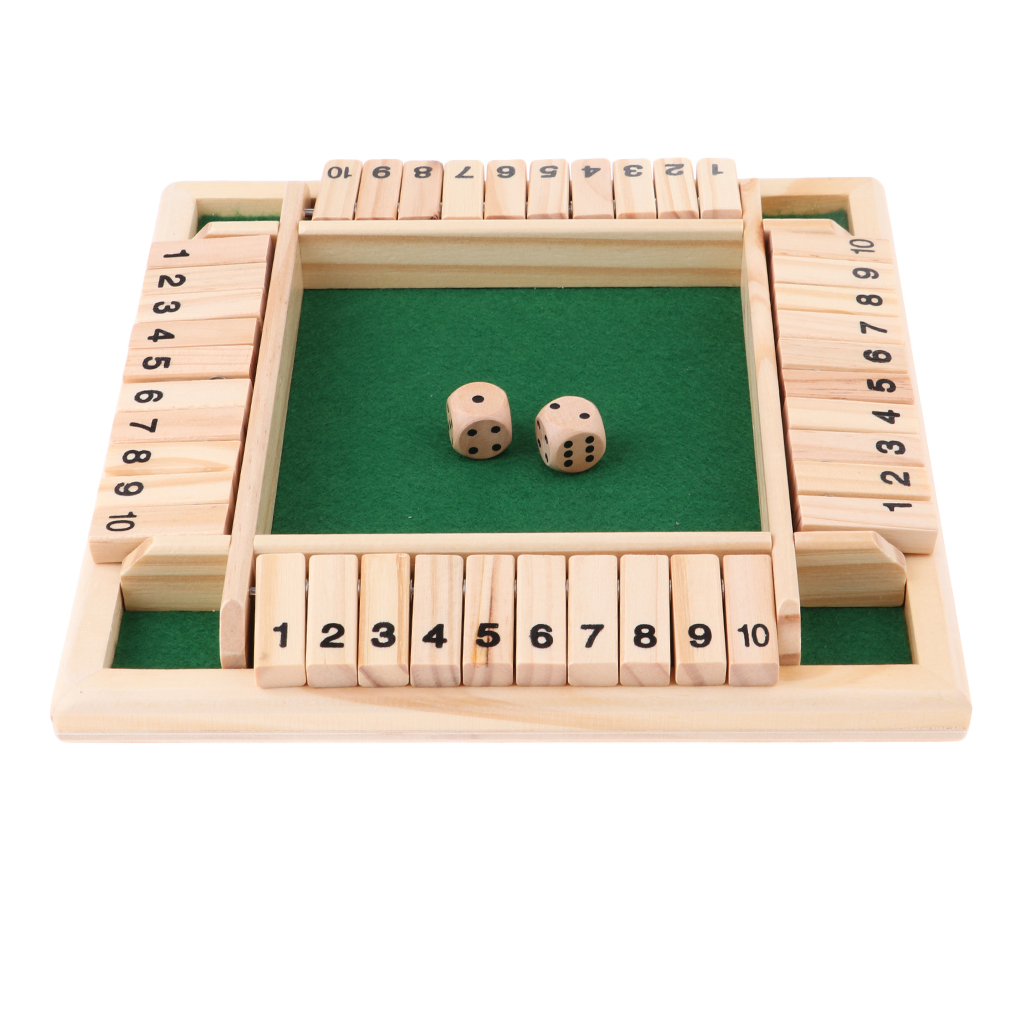 Four Sided 10 Numbers Shut The Box Board Game Set Dice Party Club Drinking Games For Adults