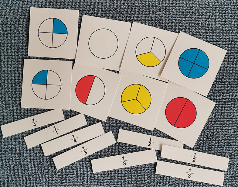 1set Colorful Kids Children Montessori Math Teaching Aids Digital Fraction Cards Educational Math Toys