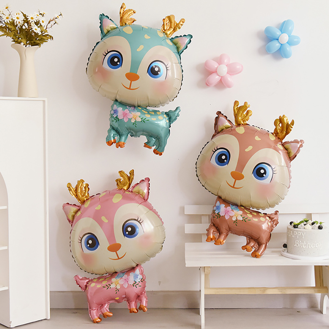 Cute Jungle Deer Foil Balloons Fox Forest Animals Theme Birthday Party Decor