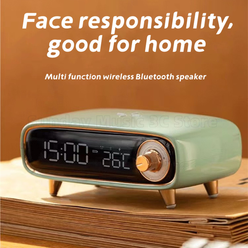 Multifunctional Bluetooth Speaker 15w Wireless Fast Charging Six-in-one Bedside Charging Night Light Alarm Clock Temperature