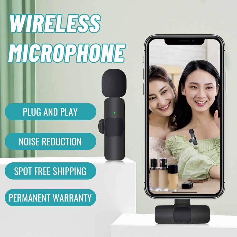 Microphone Portable Audio Video Recording Mini Mic For Iphone Android Long Battery Life Gaming Live