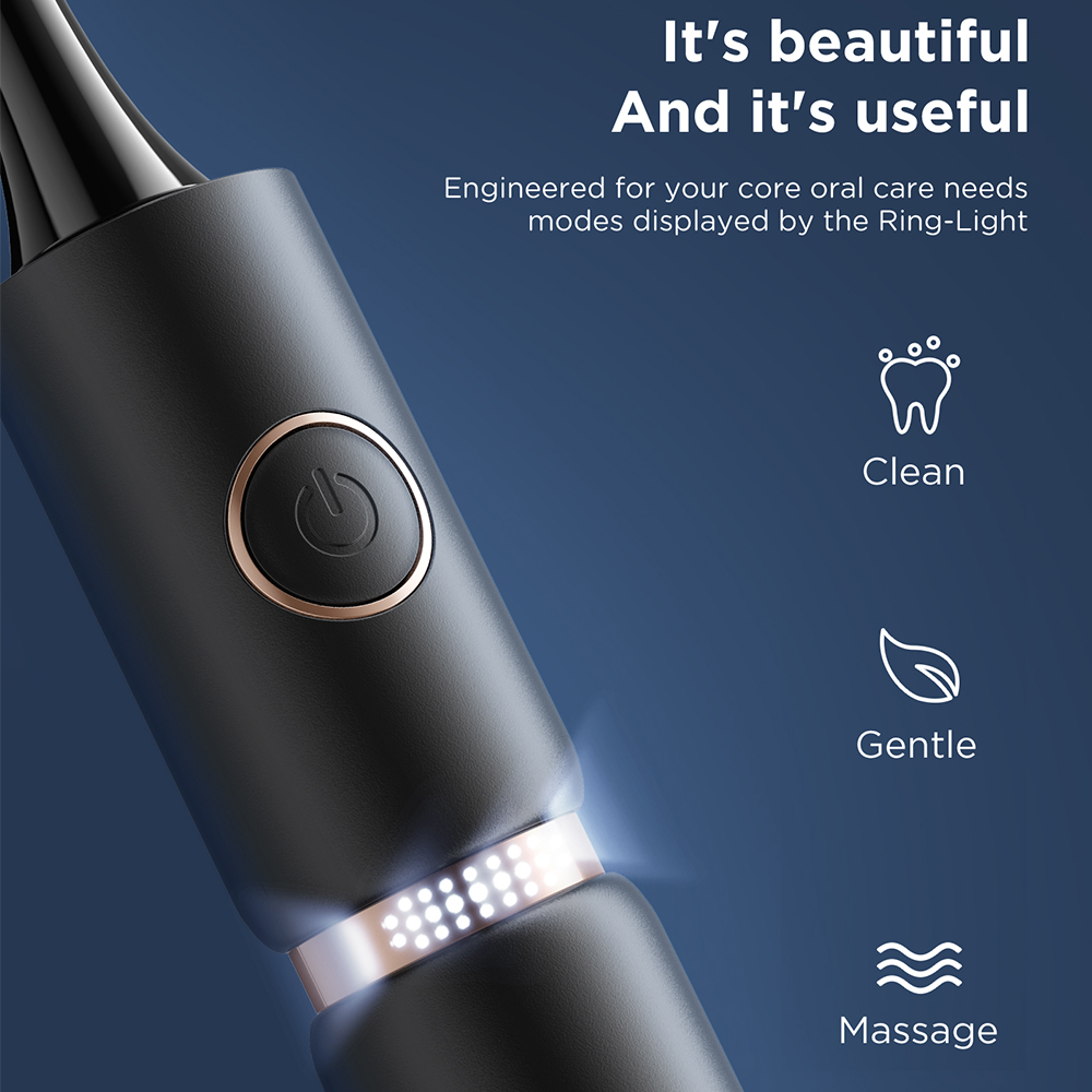 Sonic Electric Toothbrush P11 Plus Waterproof Cleaning Fast Charging Smart Timer With 8 Replacement Heads Travel Case