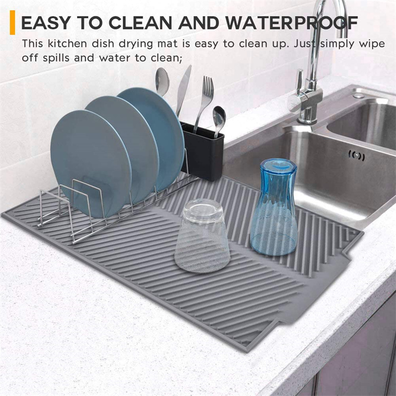Foldable Insulated Soft Rubber Dishes Protector Sink Mat Table Kitchen Home Anti Slip Drying Dishes Drain Mat Kitchen Sink Mat