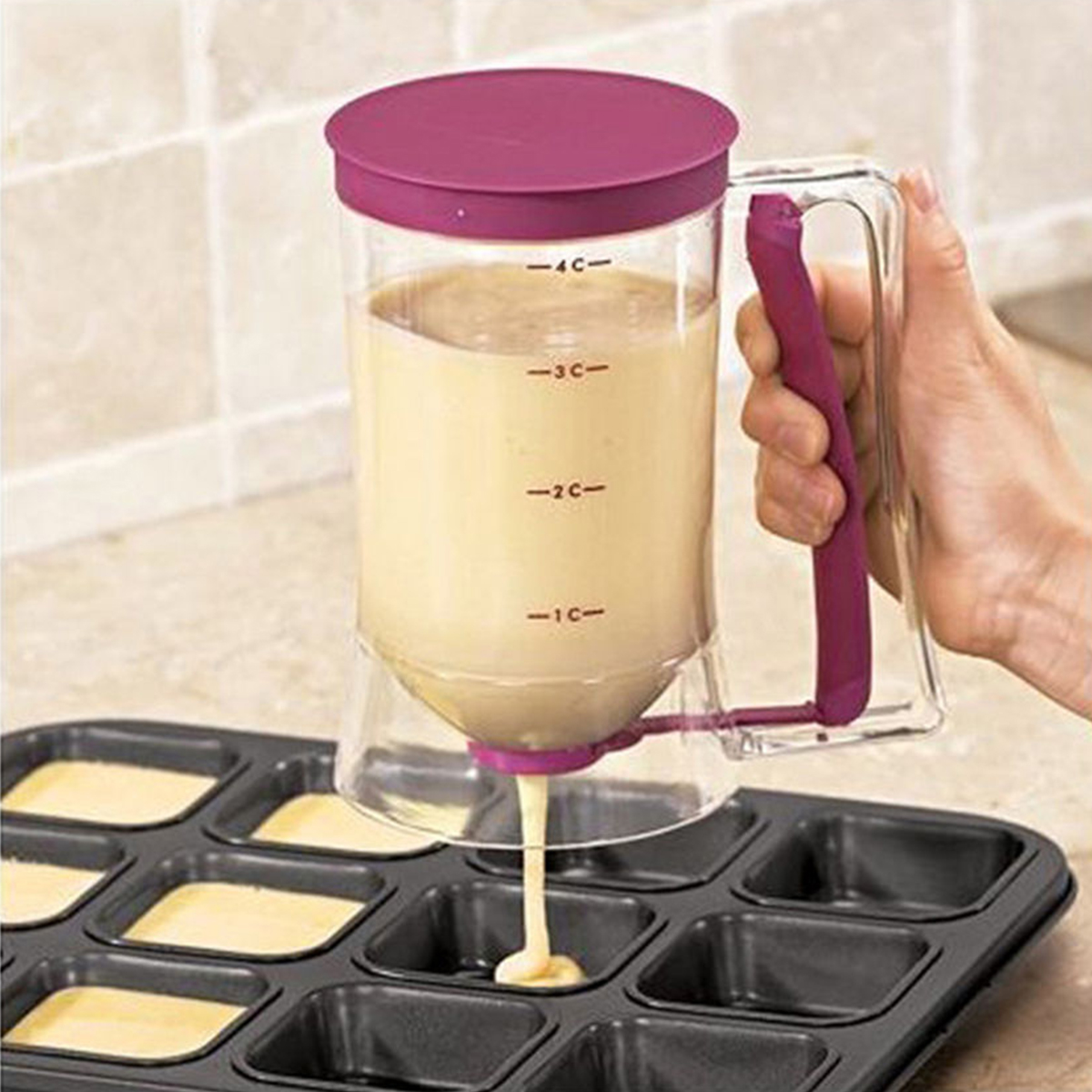 900ml Batter Separator Cupcake Pancake Cream Dispenser Handheld Cookie Waffles Baking Tools Measuring Cup