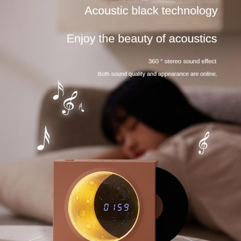 Vintage Phonograph Record Player Bluetooth Speaker Tf Card Music Bluetooth Audio Usb Charging Moon Clock Star Led Night Lights