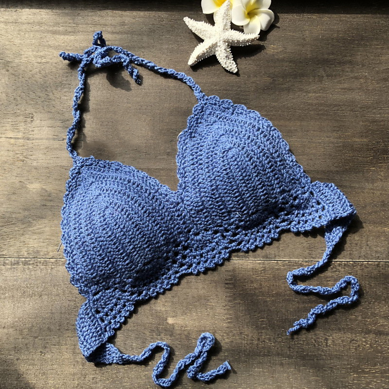 Boho Crochet Bra Knitted Beachwear: Sexy Womens Halter Top With