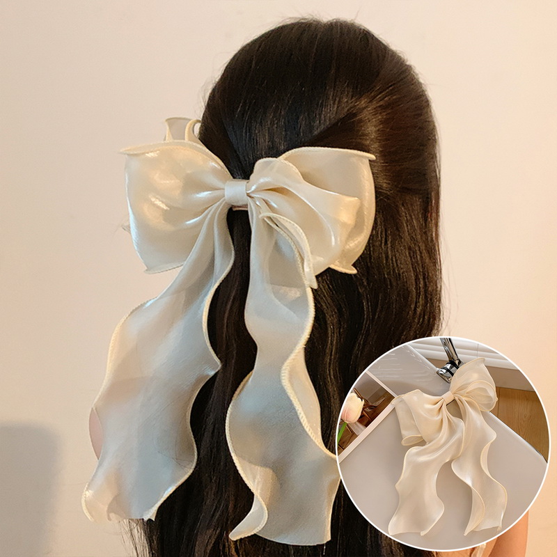 Princess Hair Clip Multi-layer Pearlescent Ribbon Bow Spring Hairpins Women Korean Headpiece Women Girls Hair Accessories