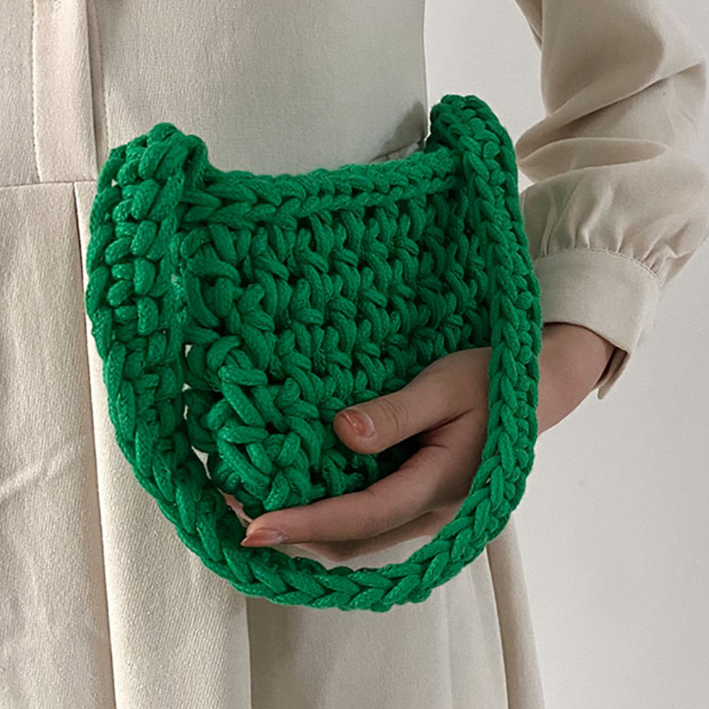 Handibrand-Kit Finger Knitted Envelope XL Rope Bag with Leather Handle.  Choose Your Color!