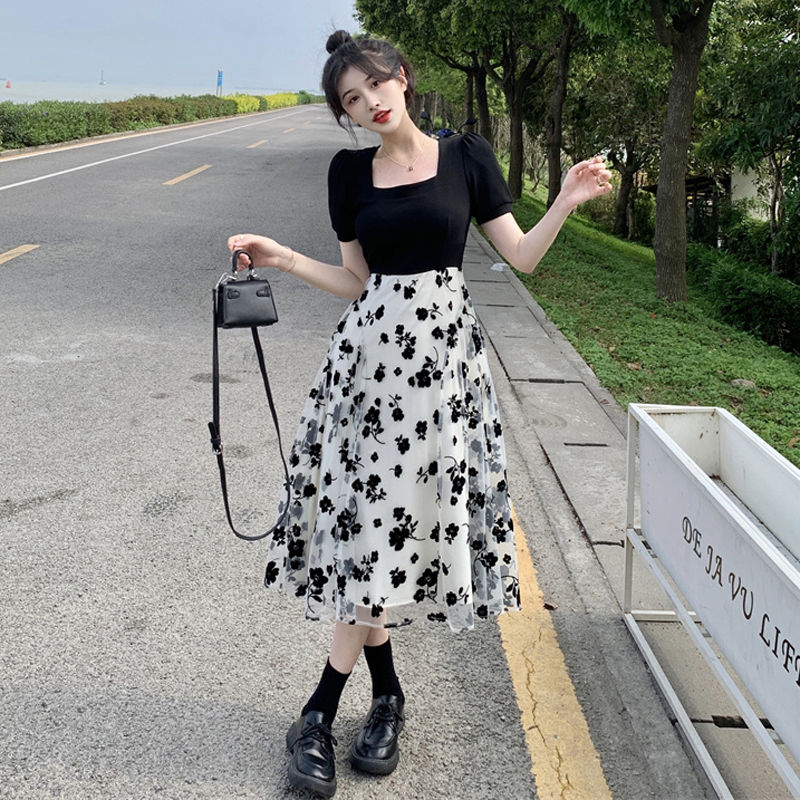 Elastic High Waist Long Dress Vintage A Line Pleated Tulle Midi Dress For Women Girl Fairycore Clothes Fairy Core Clothing
