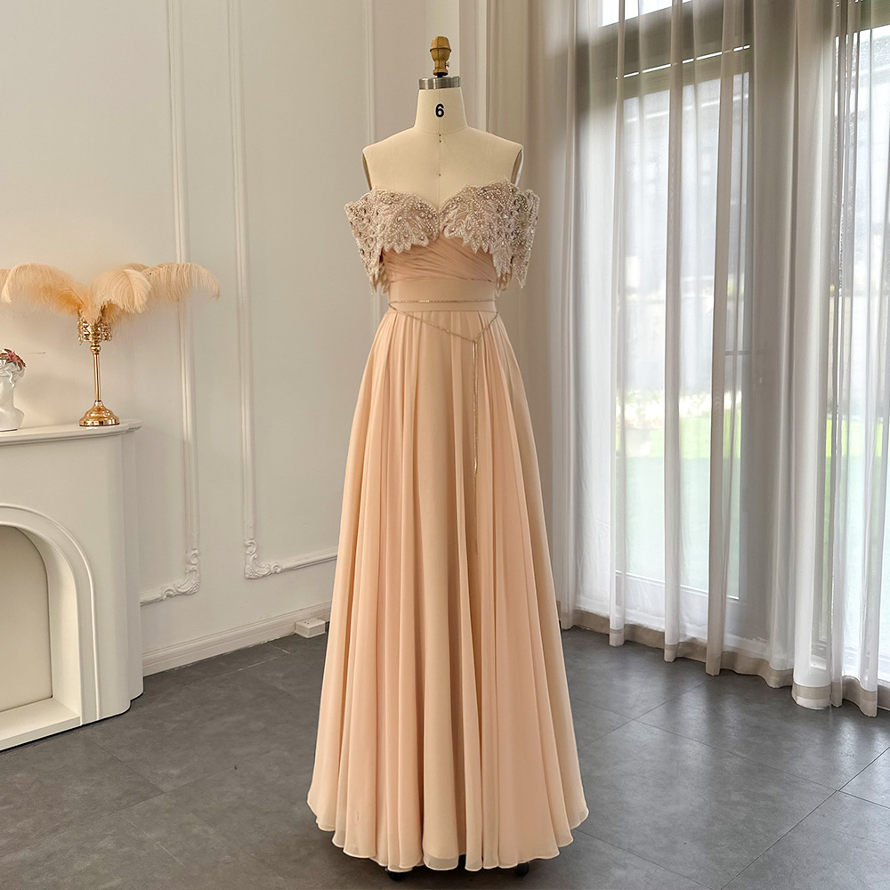 Luxury Crystal Champagne Dubai Evening Dress For Women Wedding Guest Party Elegant Long Arabic Formal Dresses Luxury Crystal Champagne Dubai Evening Dress For Women Wedding Guest Party Elegant Long Arabic Formal Dresses