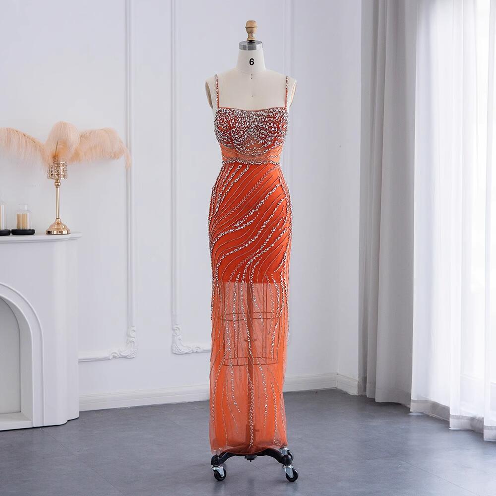 Luxury Women Ball Dress Fashion Crystal Spaghetti Sequined Beading Prom Dress Elegant Ankle Length A Line Evening Dress
