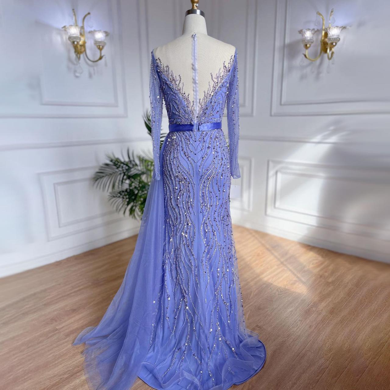 Sexy V-Neck Heavy Beaded Prom Dresses With Crystal Sequined Mermaid Evening Dresses main image 1