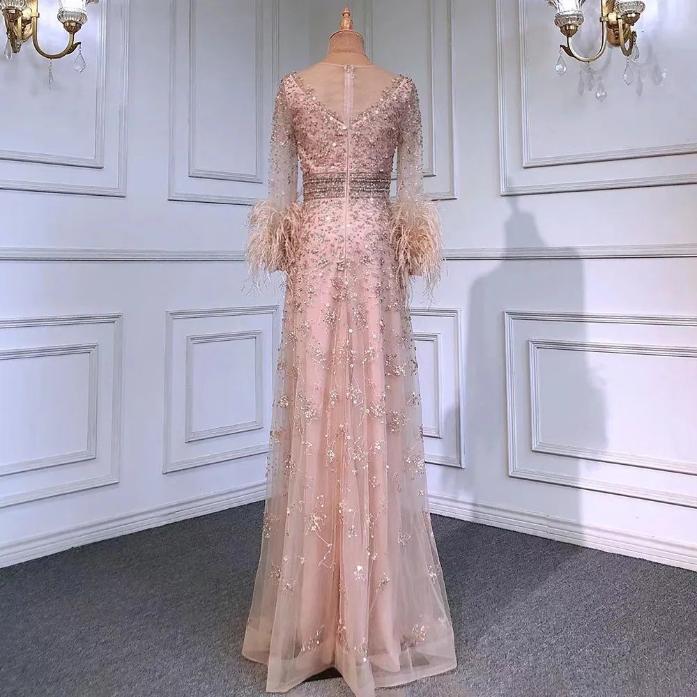 Luxury Beaded Butterfly Beige Evening Dress main image 1