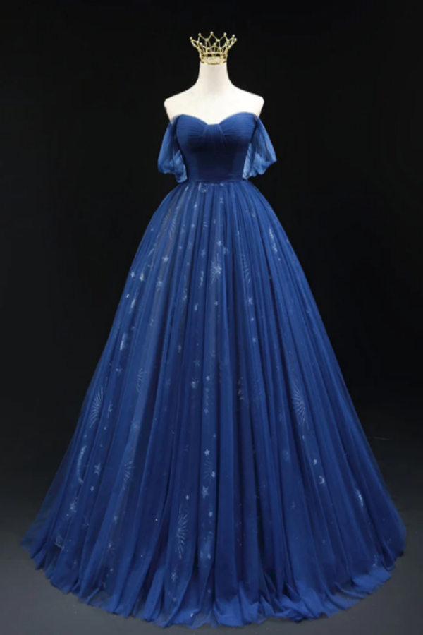 fitted lace wedding dress Azura Off The Shoulder Maxi Dress Navy