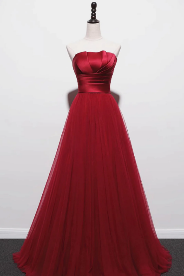 Spaghetti Straps Burgundy Floral Prom Dresses, Wine Red Long Formal Evening Dresses with Corset Back Y1297