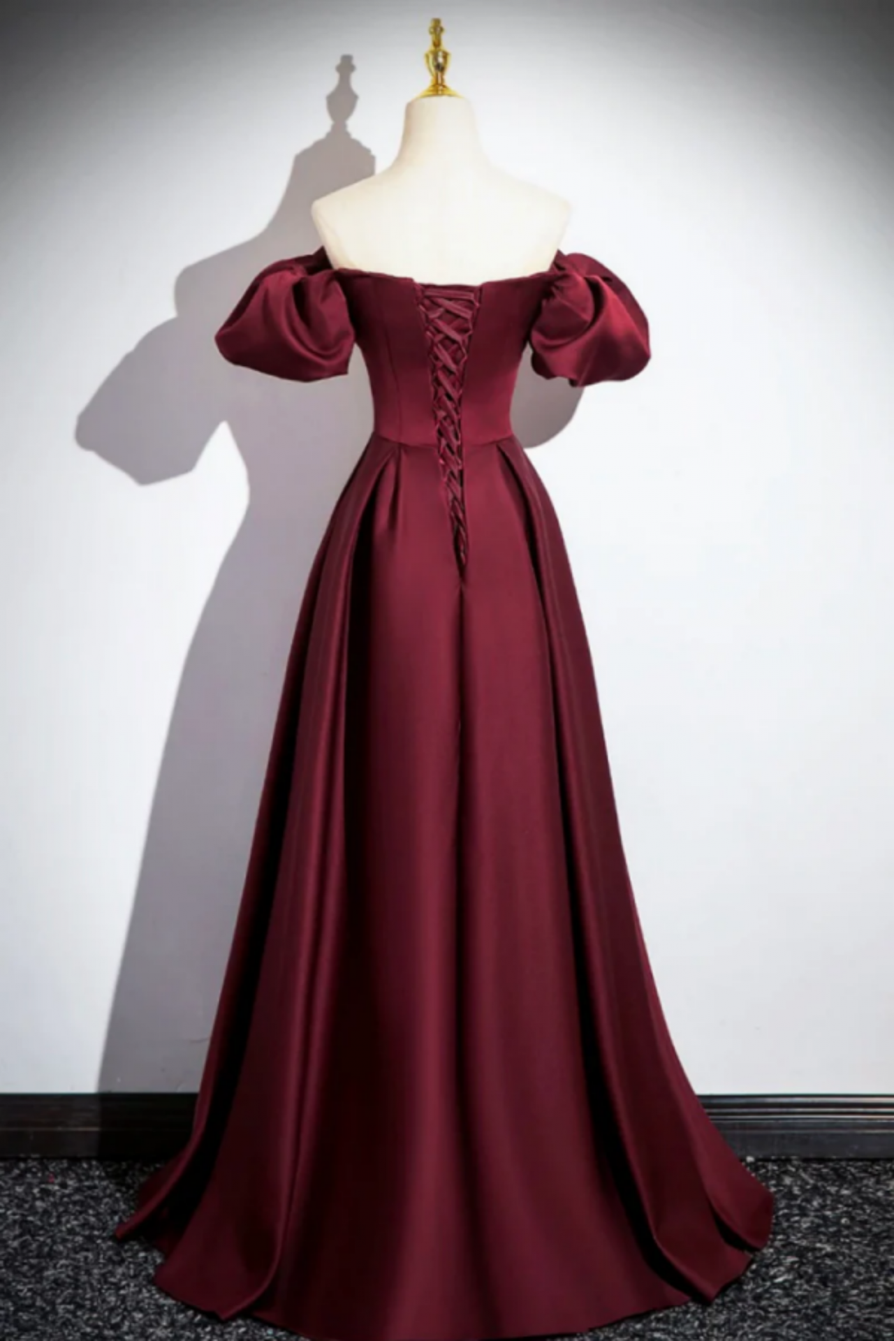 Blue Satin Floor Length Prom Dress, Elegant A-Line Evening Party Dress