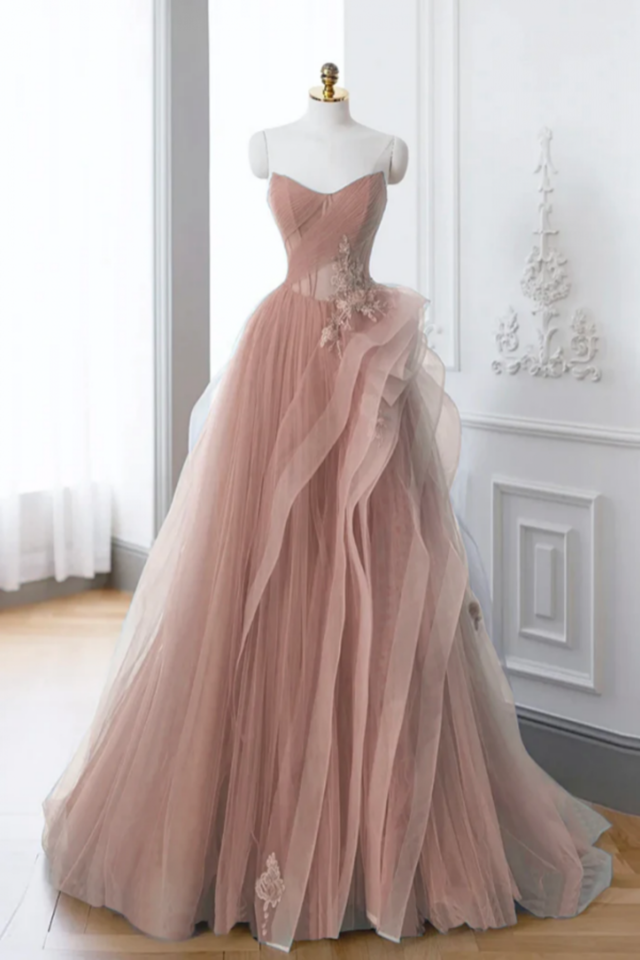 navy blue dress for baby girl Mauve Pink Long A-LIne Prom Dress CD3394 Mauve / 2 main image 0