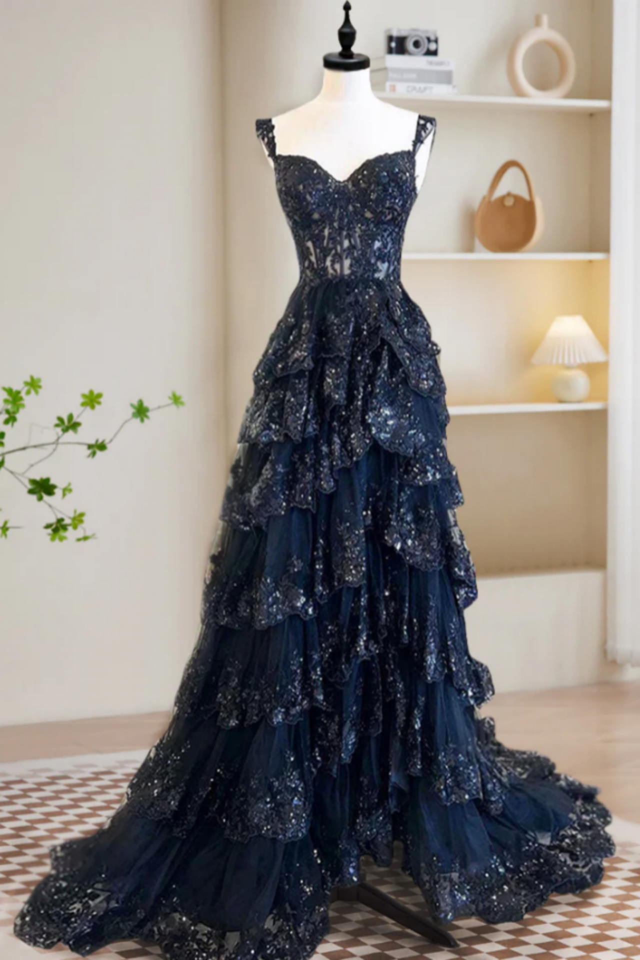 black and silver wedding dress Beaded Strapless Long La Femme Prom Dress with Slit main image 0