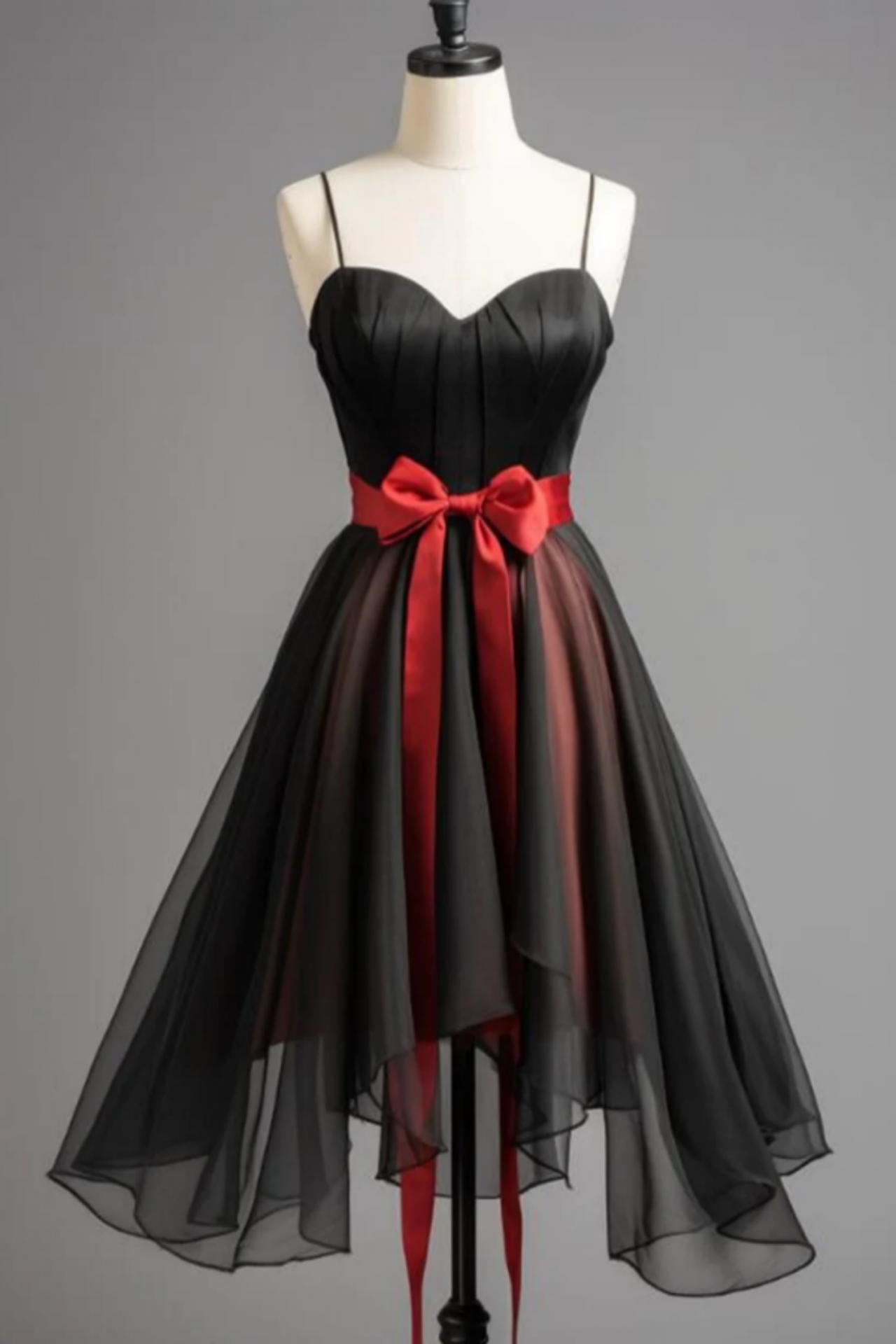 blue dress for baby girl Aline Red Satin/Tulle Short Prom Dresses, Red Formal Homecoming Dresses US 16 / Red main image 1