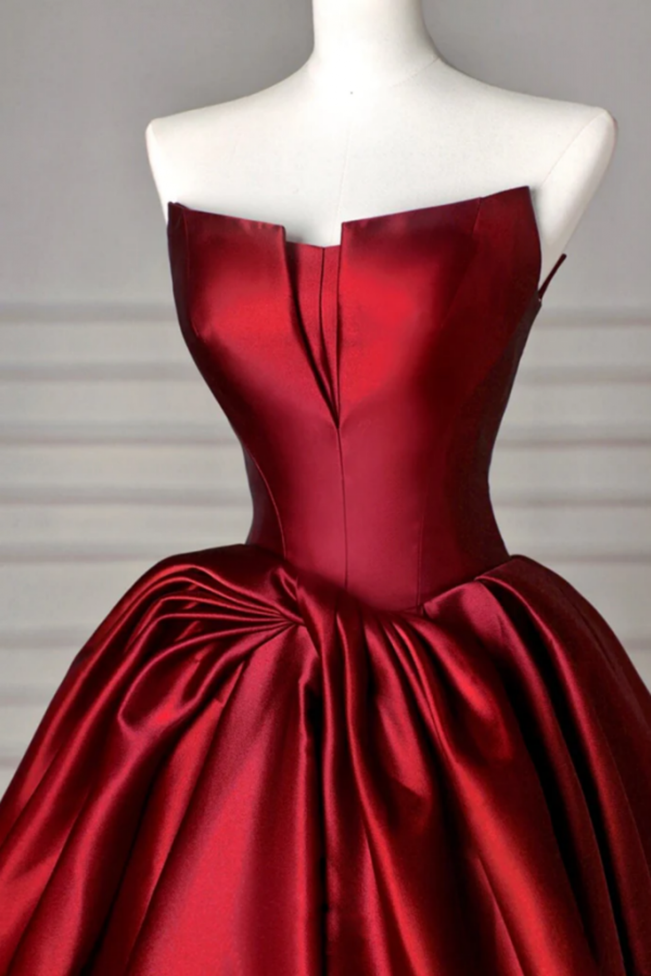 A Line Prom Dress Satin Burgundy Long Formal Gown Evening Dress main image 0