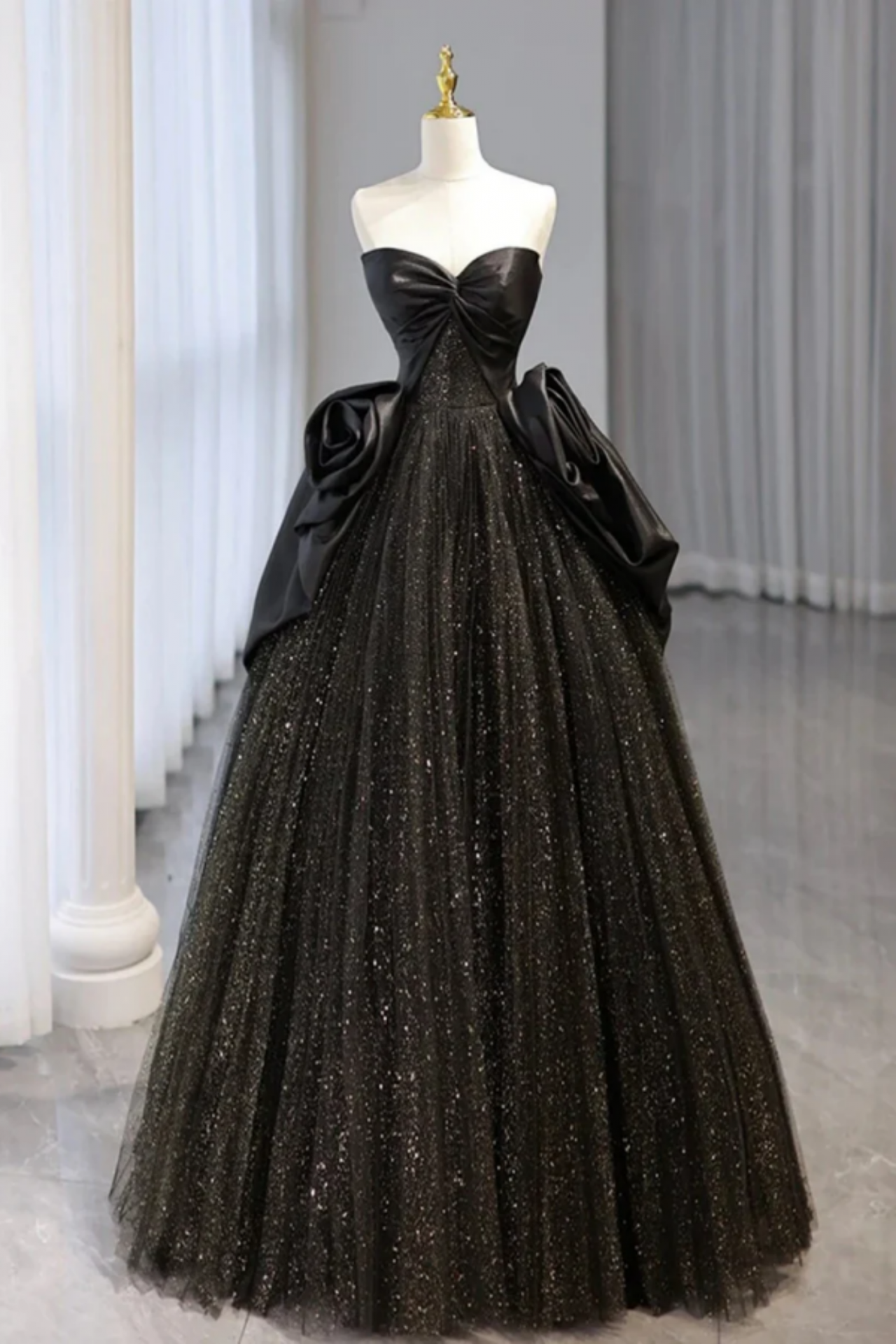 shiny black prom dress Black Sequins Mermaid Prom Dress,Shiny Black Prom Gown Y6115 –  Simplepromdress main image 0